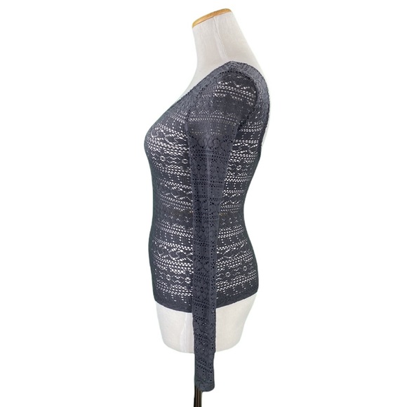 American Eagle Gray Open Back Lace Knit Sweater - Picture 7 of 11